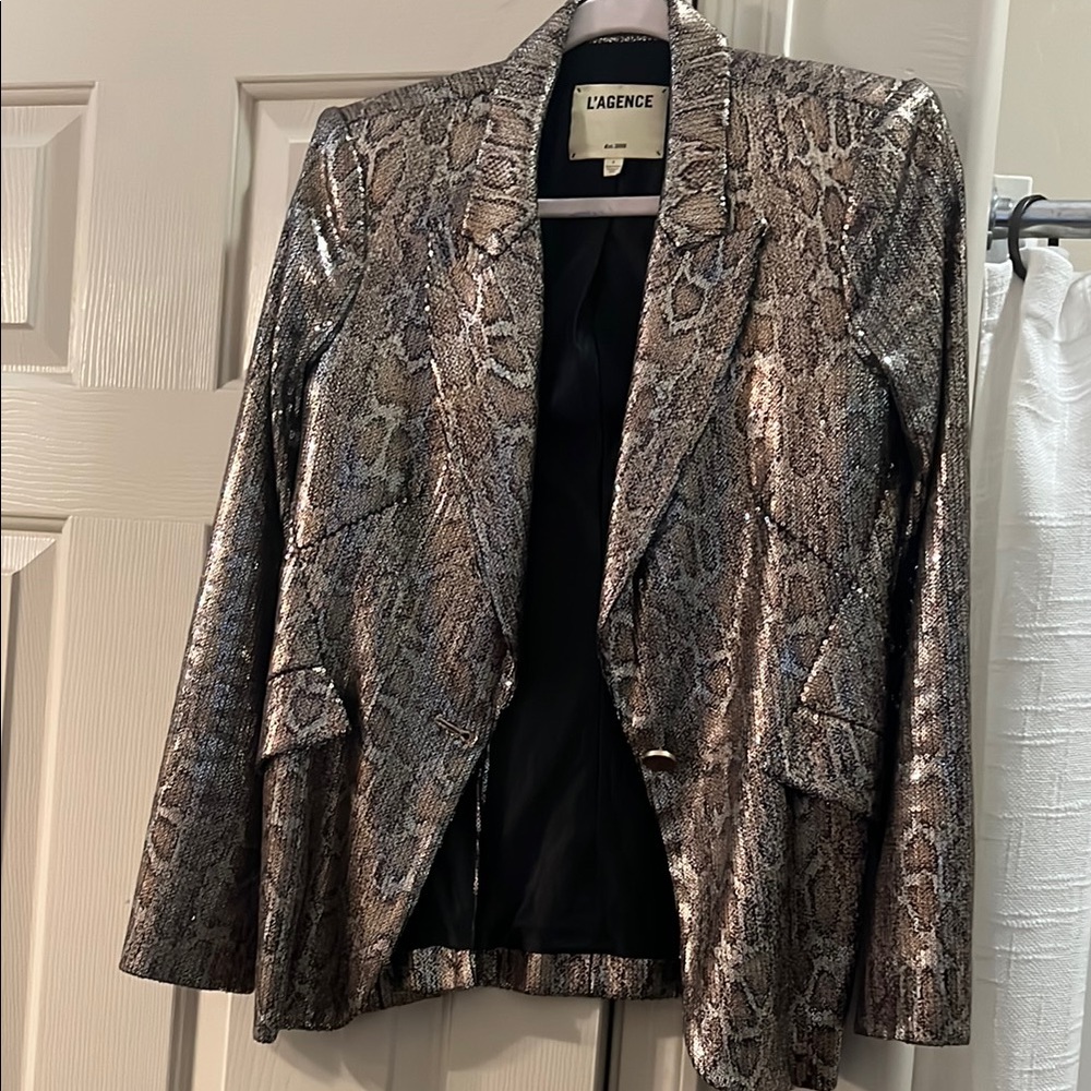 L'AGENCE Metallic Shimmery Jacket Gold Bronze Silver